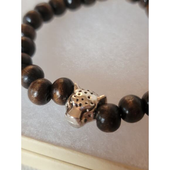 Silver-Tone Leopard Head & Accent Bead - Picture 1 of 4